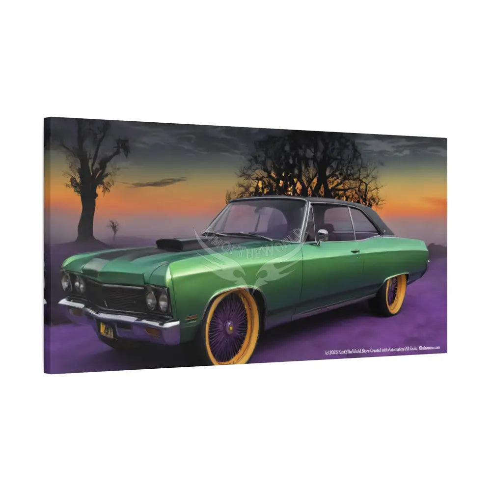 Vintage Dodge Charger Dart Car Mashup Matte Canvas Art — Iridescent Retro Ride Wall Decor Canvas
