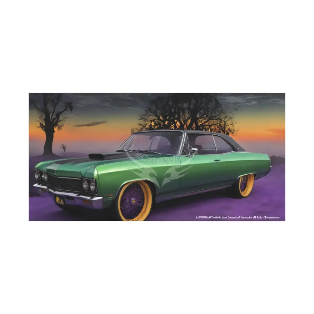 Vintage Dodge Charger Dart Car Mashup Matte Canvas Art — Iridescent Retro Ride Wall Decor 30’’ x 15’’ (Horizontal)
