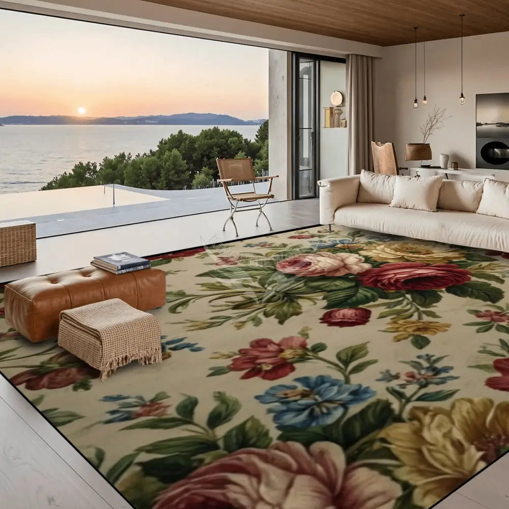 Vintage Floral Peonies - 10 ft x 8 ft Large Area Rug Floor Carpet 120’’x96’’ Rugs & Mats