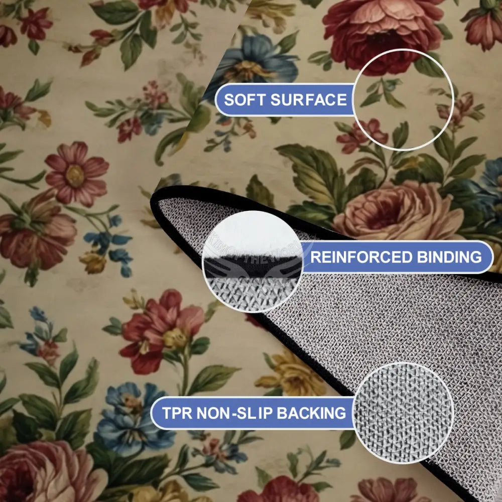 Vintage Floral Peonies - 10 ft x 8 ft Large Area Rug Floor Carpet 120’’x96’’ Rugs & Mats
