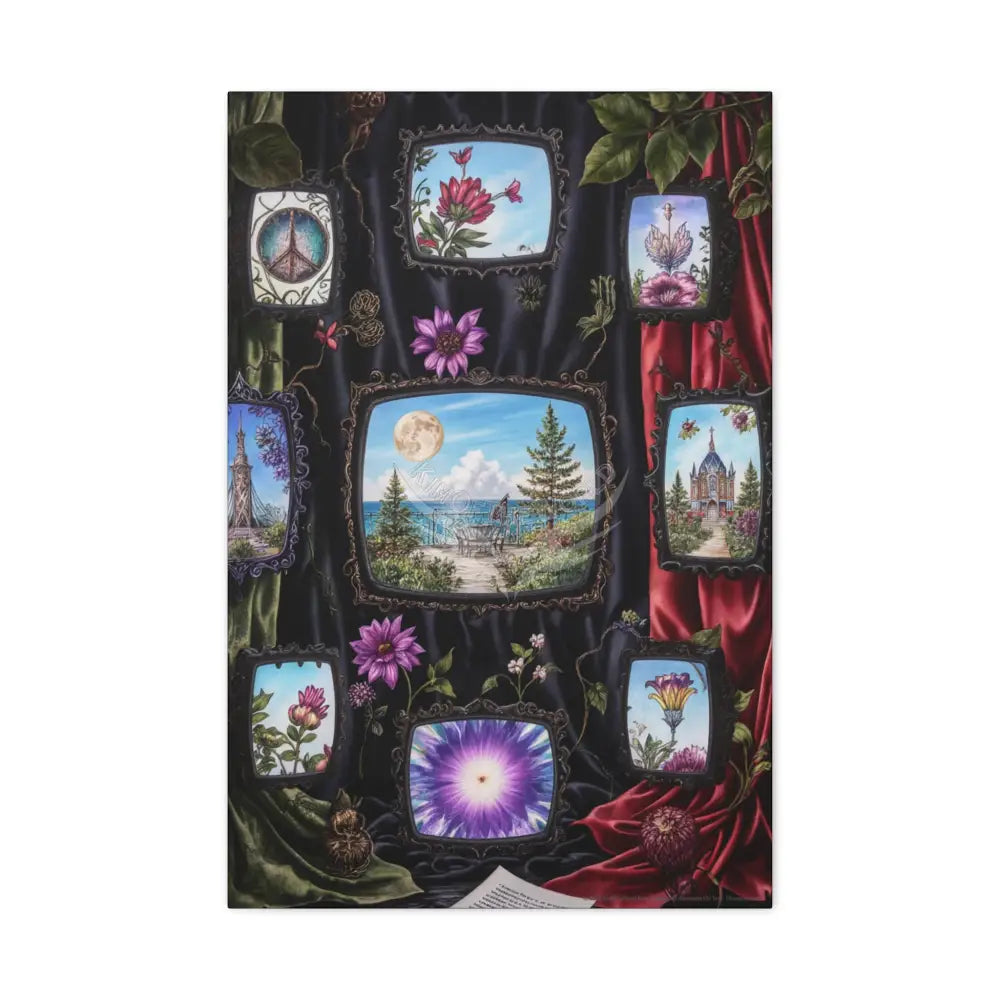 Vintage Framed Art and Olde Collage TV Matte Canvas Print — Stretched 1.25’’ 20″ x 30″ (Vertical) / 1.25’’ Canvas