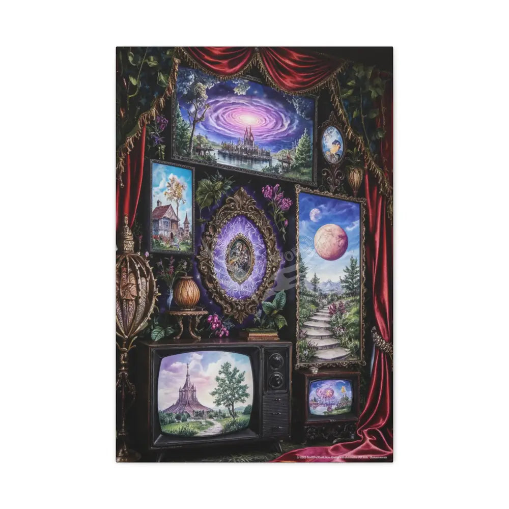 Vintage Framed Art and Olde Collage TV Matte Canvas Print — Stretched 1.25’’ 20″ x 30″ (Vertical) / 1.25’’ Canvas