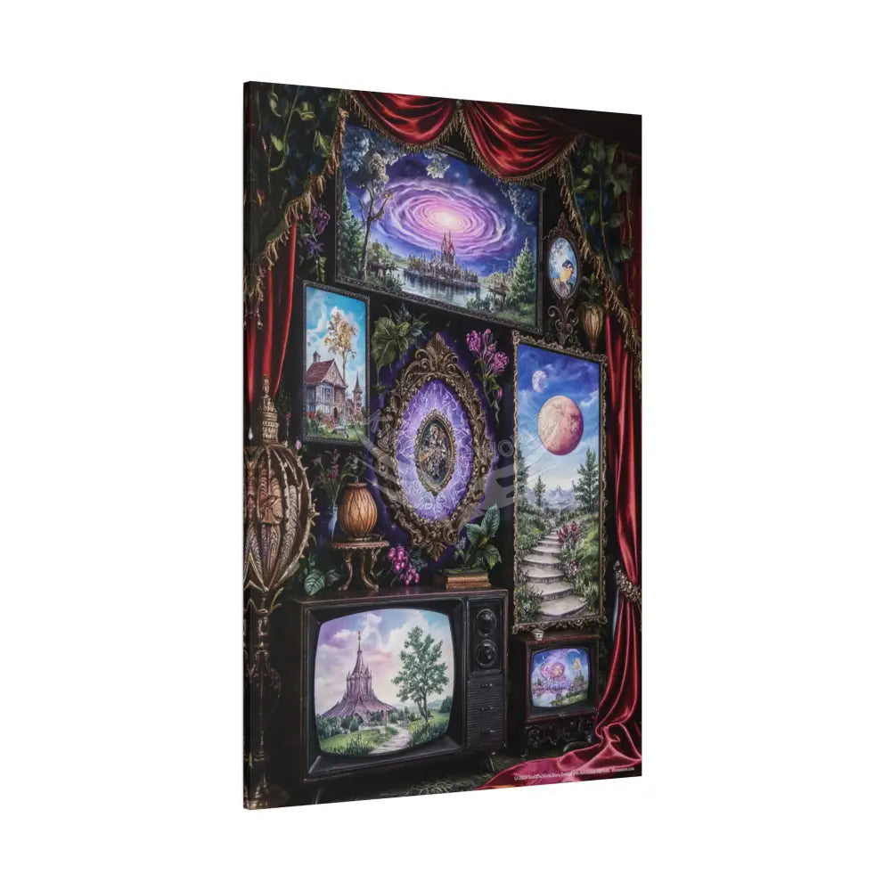 Vintage Framed Art and Olde Collage TV Matte Canvas Print — Stretched 1.25’’ Canvas