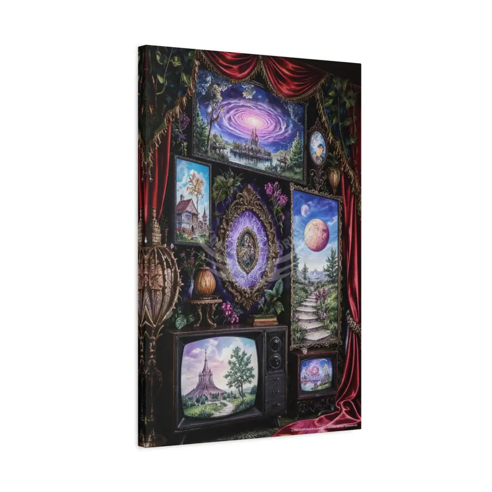 Vintage Framed Art and Olde Collage TV Matte Canvas Print — Stretched 1.25’’ Canvas