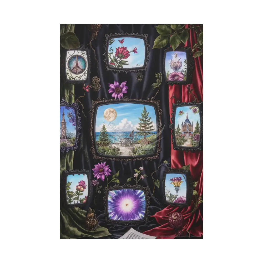 Vintage Framed Art and Olde Collage TV Matte Canvas Print — Stretched 1.25’’ 40’’ x 60’’ (Vertical) / 1.25’’ Canvas