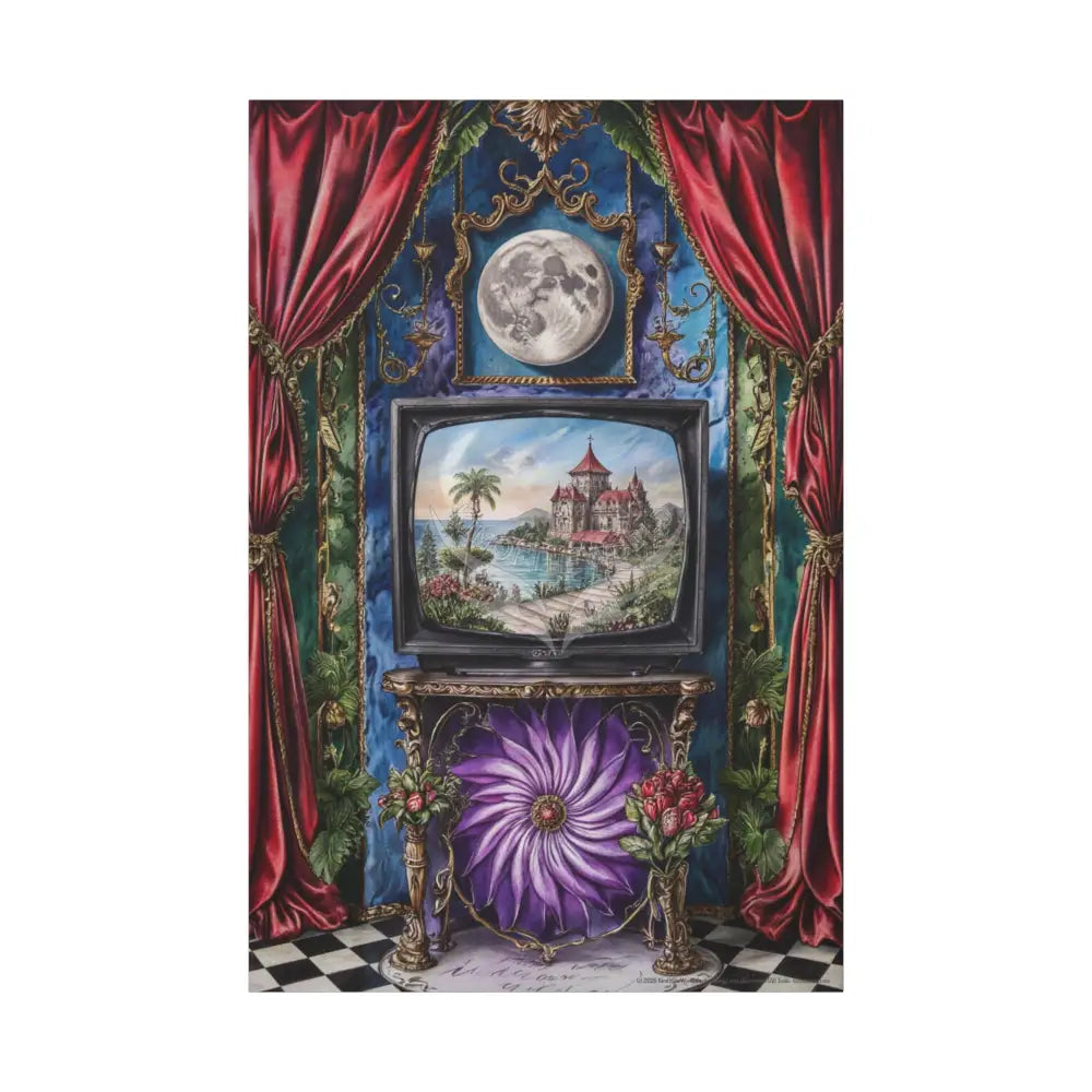 Vintage Framed Art and Olde Collage TV Matte Canvas Print — Stretched 1.25’’ 40’’ x 60’’ (Vertical) / 1.25’’ Canvas