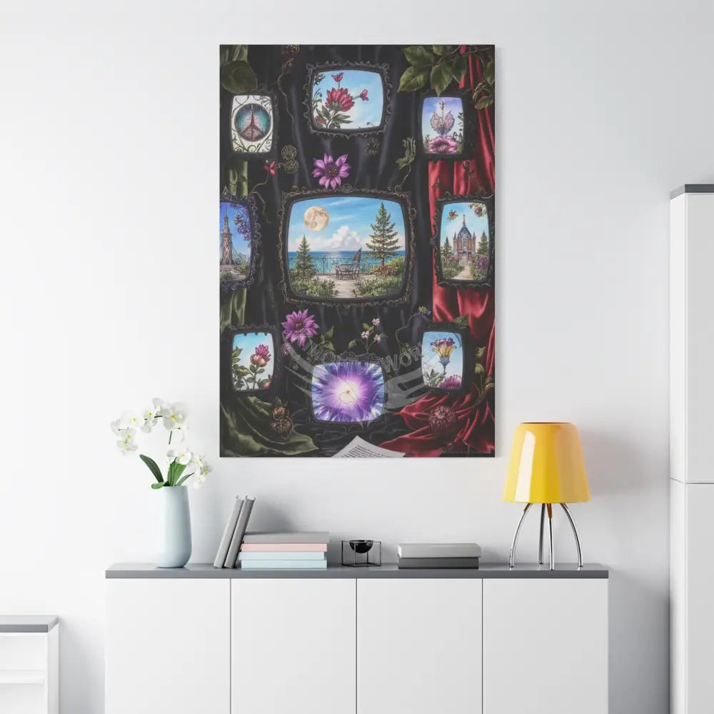 Vintage Framed Art and Olde Collage TV Matte Canvas Print — Stretched 1.25’’ Canvas