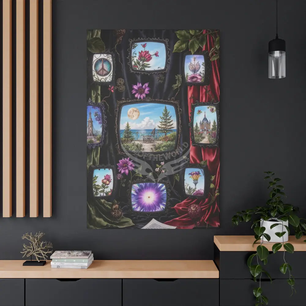 Vintage Framed Art and Olde Collage TV Matte Canvas Print — Stretched 1.25’’ Canvas