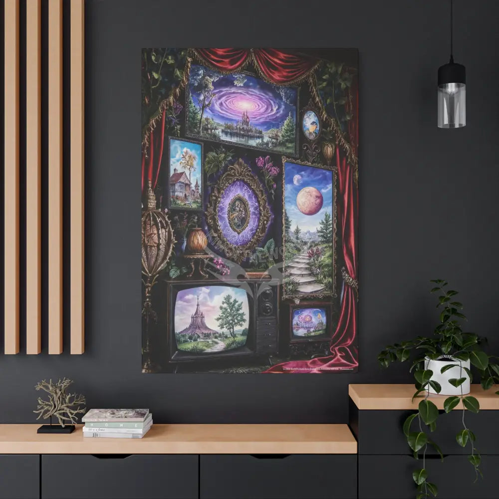 Vintage Framed Art and Olde Collage TV Matte Canvas Print — Stretched 1.25’’ Canvas