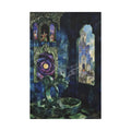 Vintage Green & Blue Nostalgic Pattern Matte Canvas — Stretched Wall Art 40’’ x 60’’ (Vertical) / 1.25’’ Canvas