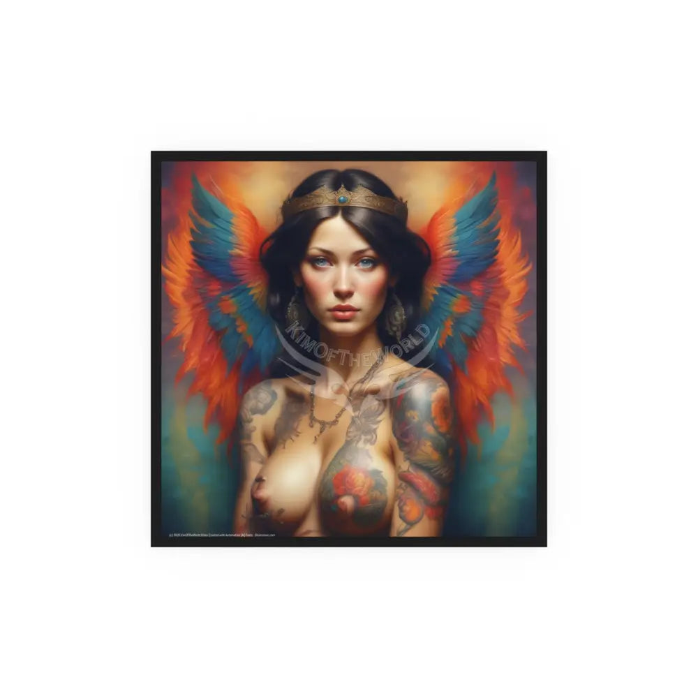 Vintage Nude & Tattooed Dragon Lady Topless Model Poster — Square Poster 20″ x 20″ / Matte Poster