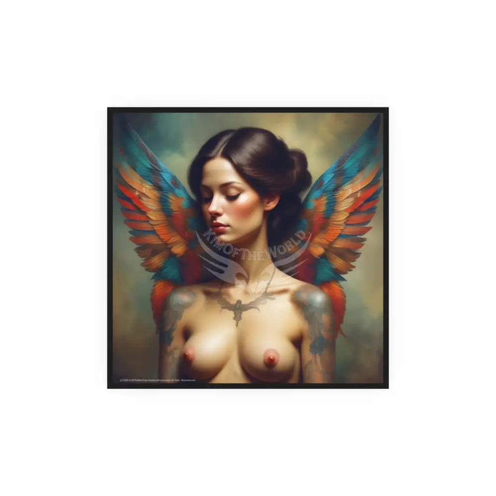 Vintage Nude & Tattooed Dragon Lady Topless Model Poster — Square Poster 20″ x 20″ / Satin Poster