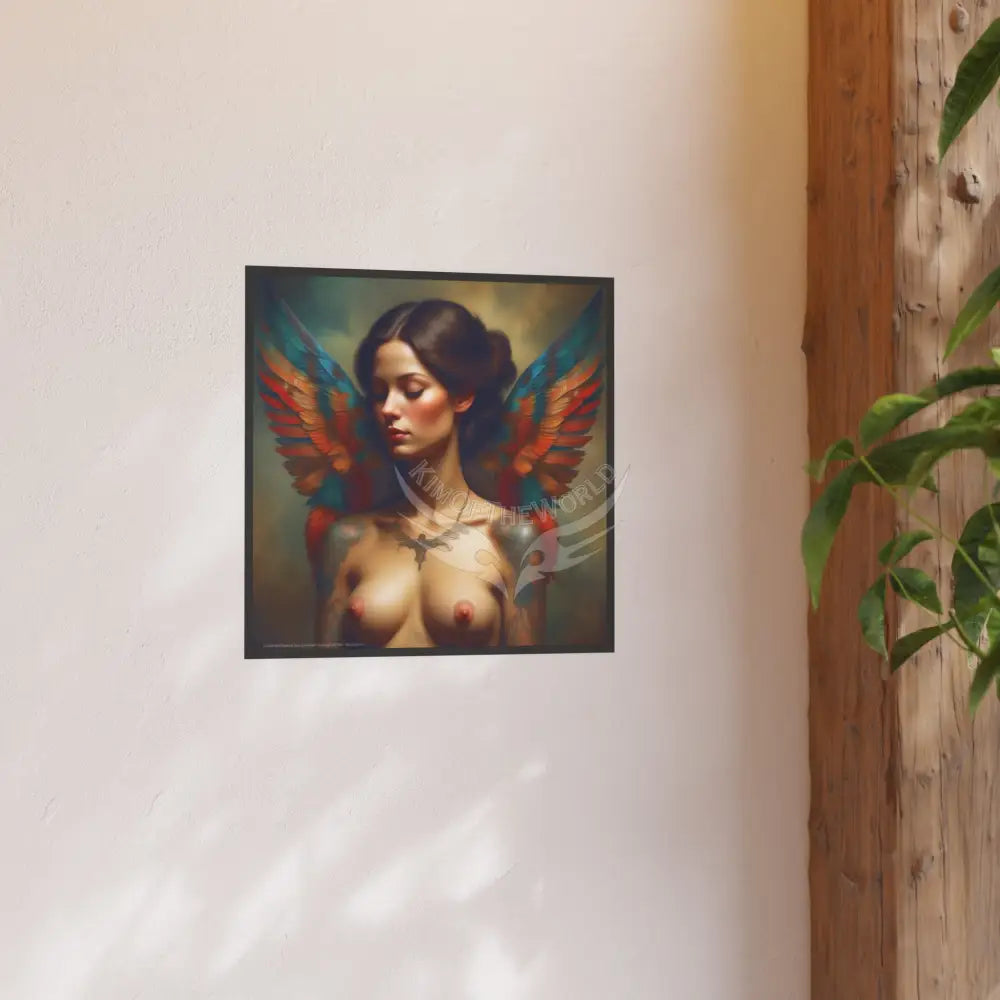 Vintage Nude & Tattooed Dragon Lady Topless Model Poster — Square Poster Poster