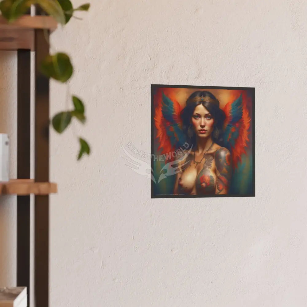 Vintage Nude & Tattooed Dragon Lady Topless Model Poster — Square Poster Poster