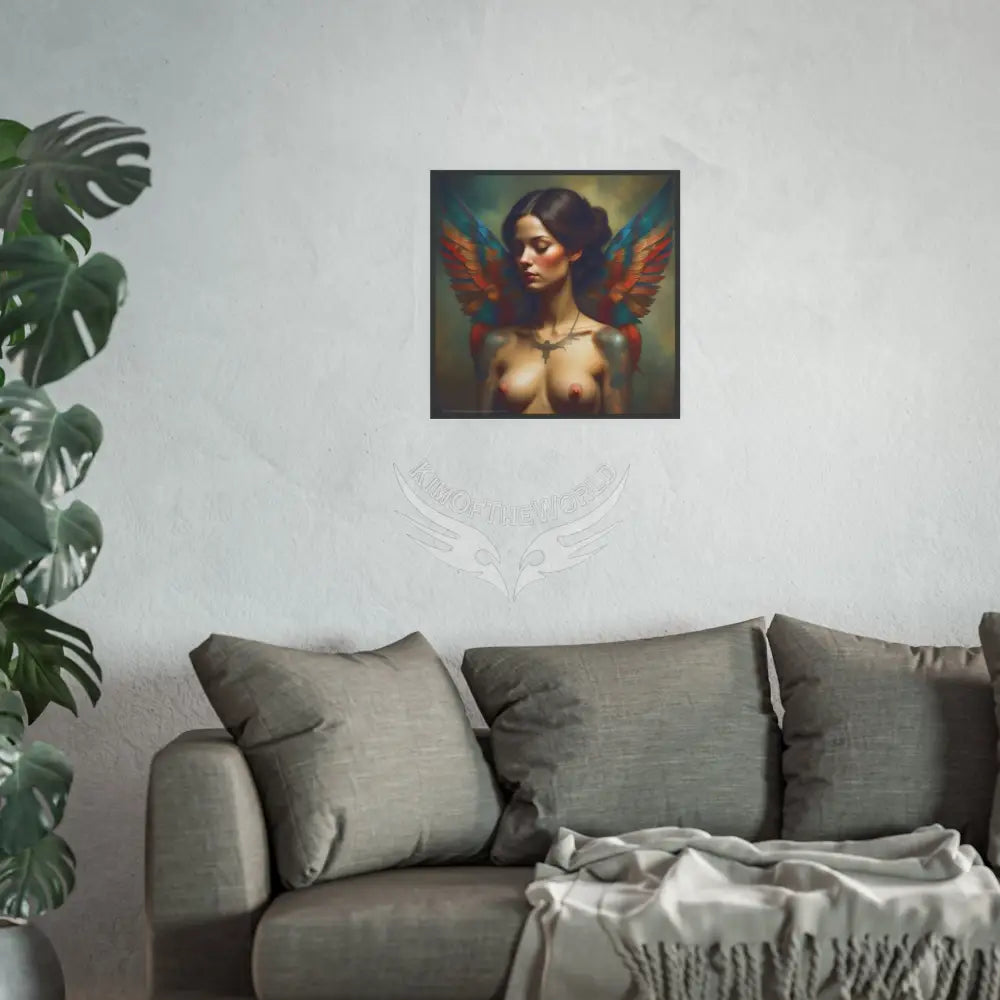 Vintage Nude & Tattooed Dragon Lady Topless Model Poster — Square Poster Poster