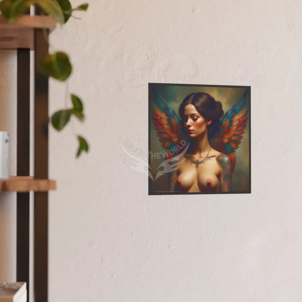 Vintage Nude & Tattooed Dragon Lady Topless Model Poster — Square Poster Poster