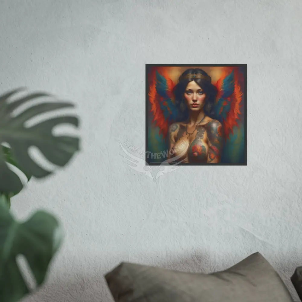 Vintage Nude & Tattooed Dragon Lady Topless Model Poster — Square Poster Poster