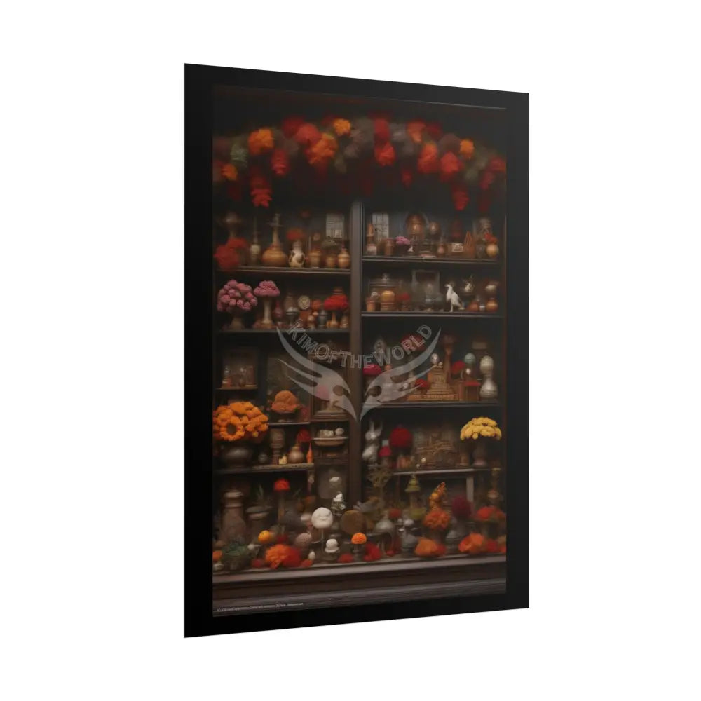 Vintage Renaissance 3D Fall Doll House Diorama Poster — Antique Trinkets & Cabinets Art Print Poster