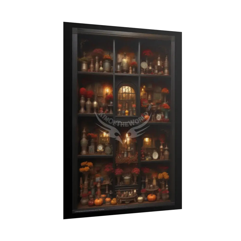 Vintage Renaissance 3D Fall Doll House Diorama Poster — Antique Trinkets & Cabinets Art Print Poster