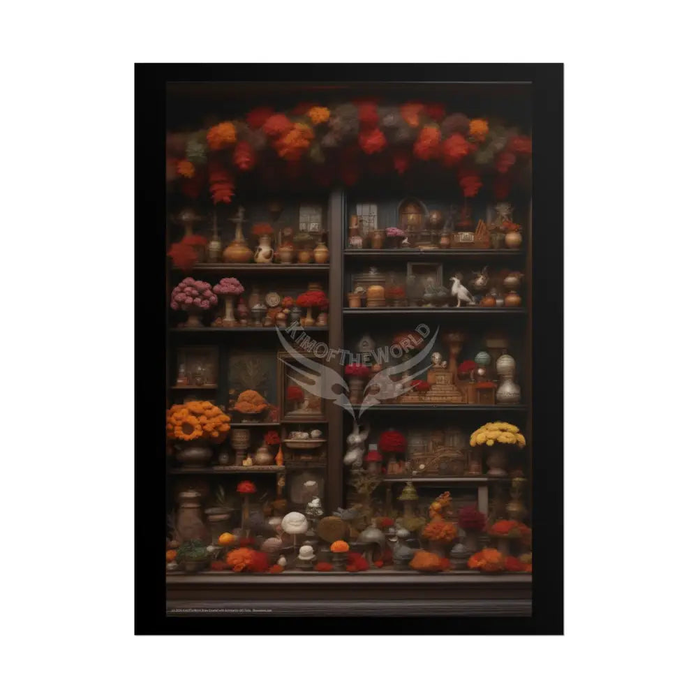 Vintage Renaissance 3D Fall Doll House Diorama Poster — Antique Trinkets & Cabinets Art Print 18″ x 24″ (Vertical)
