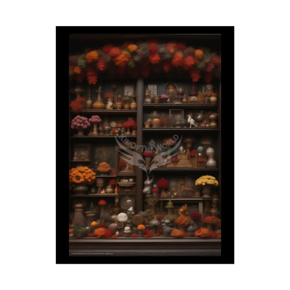 Vintage Renaissance 3D Fall Doll House Diorama Poster — Antique Trinkets & Cabinets Art Print 18″ x 24″ (Vertical)