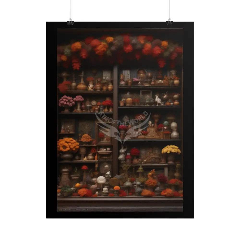 Vintage Renaissance 3D Fall Doll House Diorama Poster — Antique Trinkets & Cabinets Art Print Poster