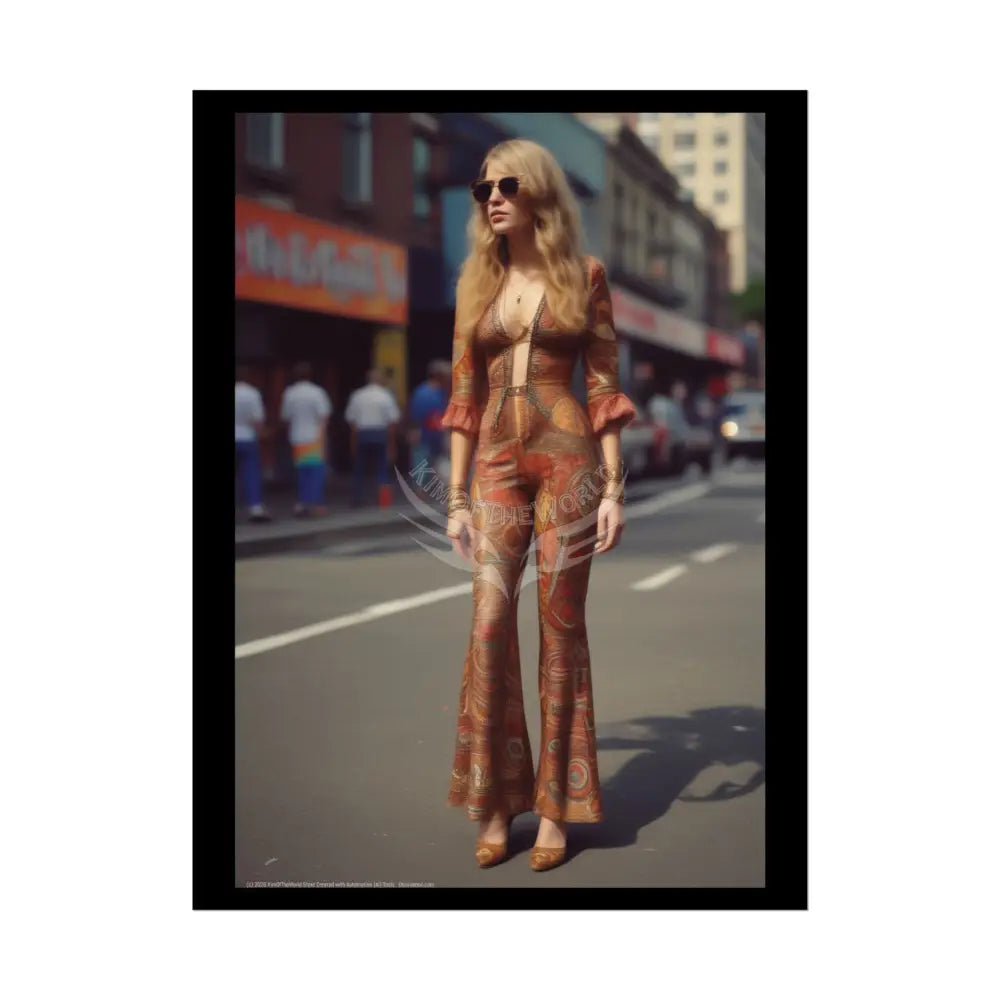 Vintage Retro 70’s Street Fashion Girl Rolled Posters — Subtle Giantess Tall Girl Wall Art 18″ x 24″ (Vertical) / Semi