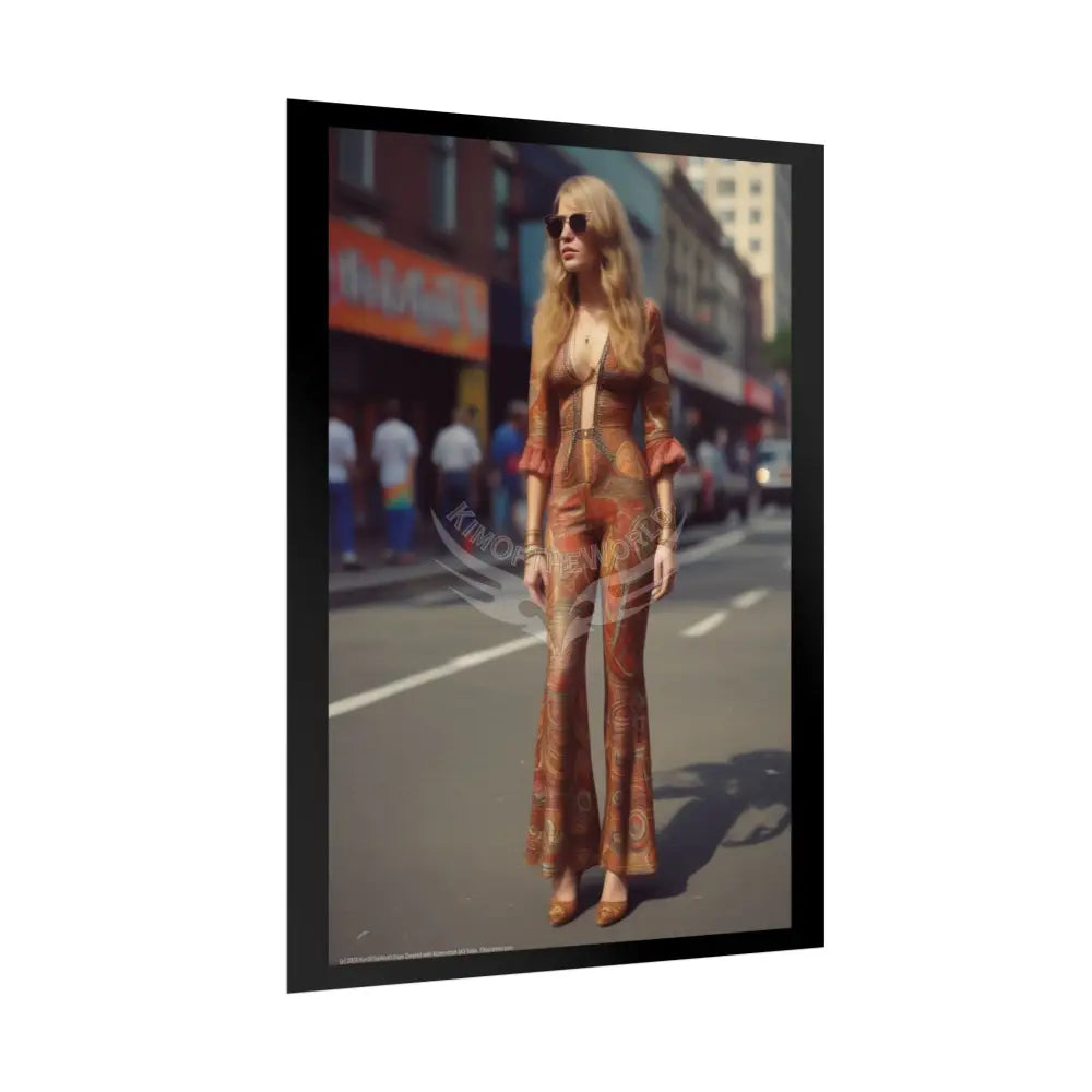 Vintage Retro 70’s Street Fashion Girl Rolled Posters — Subtle Giantess Tall Girl Wall Art Poster