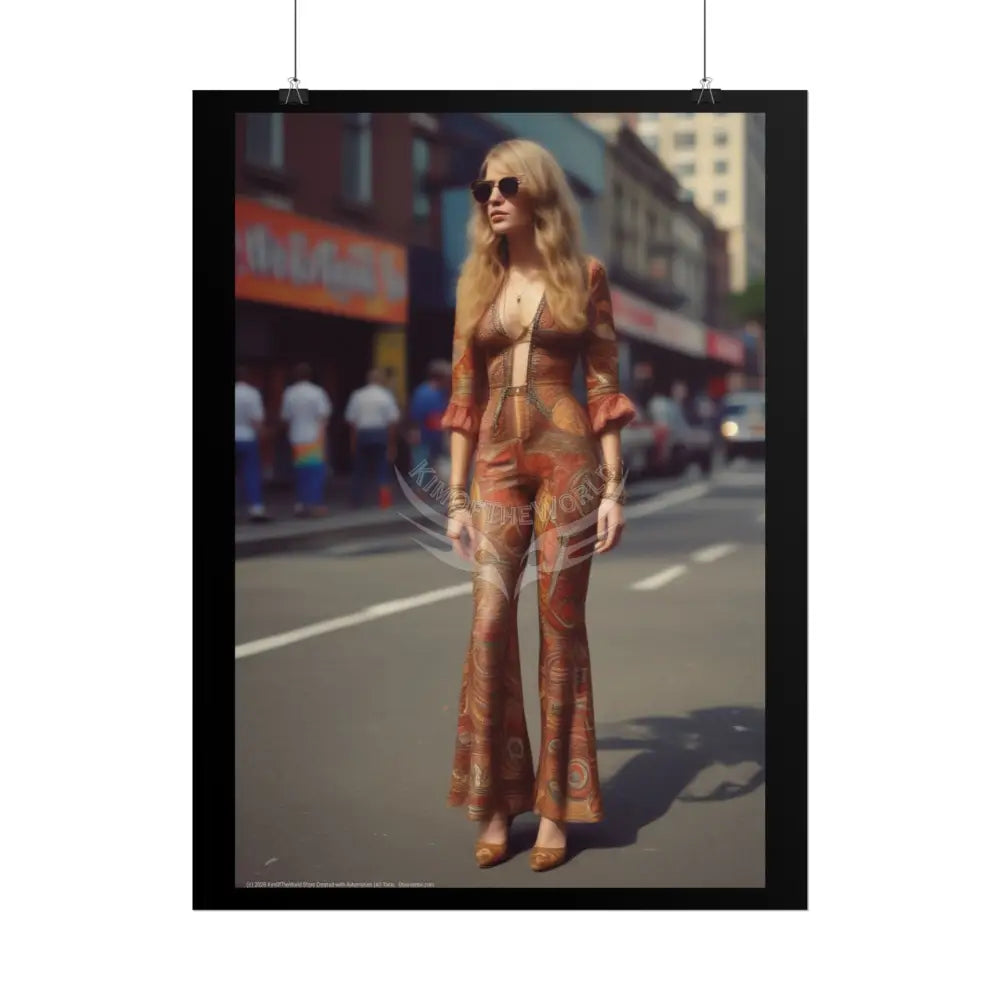 Vintage Retro 70’s Street Fashion Girl Rolled Posters — Subtle Giantess Tall Girl Wall Art Poster