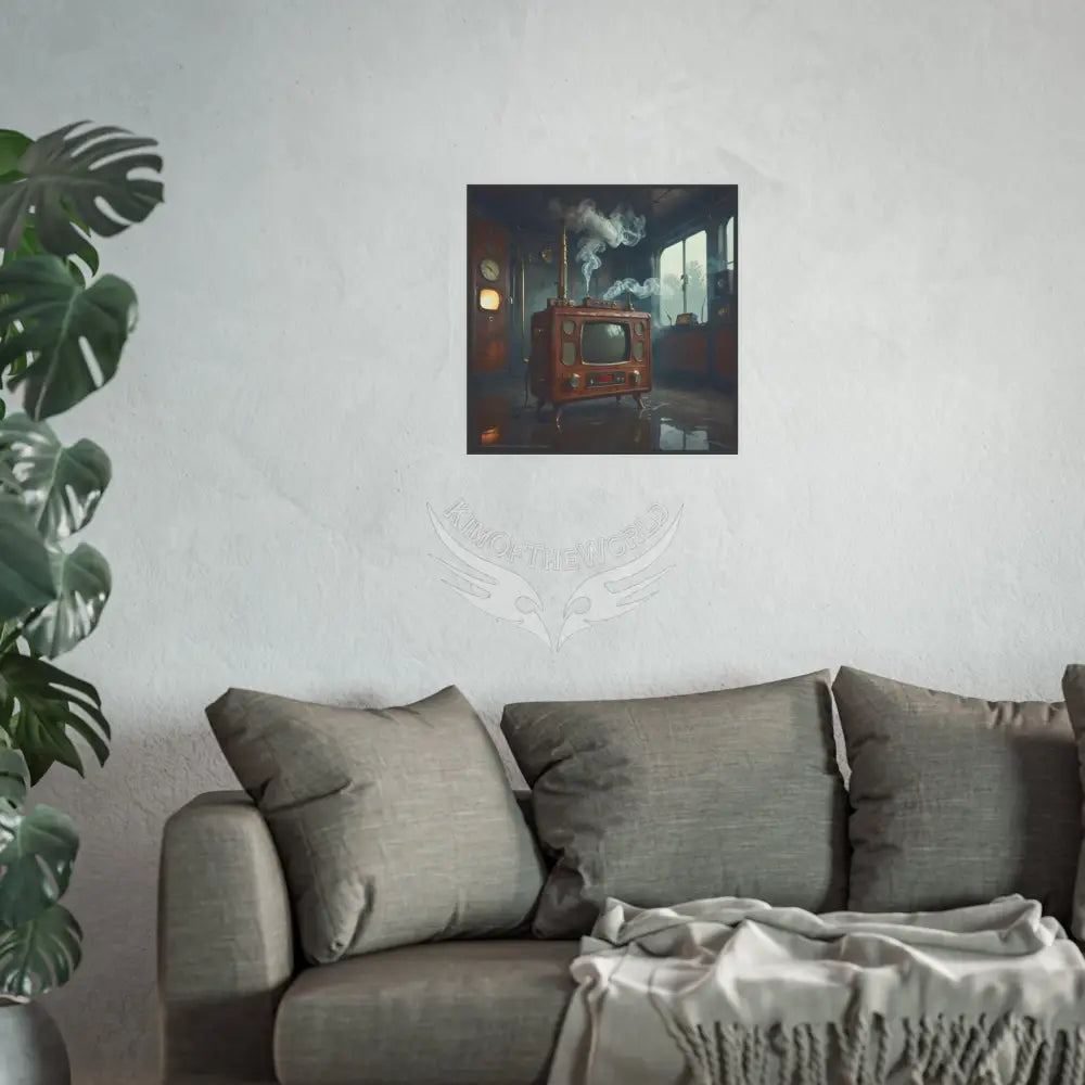 Vintage Retro T.V. Floor Model Poster — Television Steampunk Square Poster Poster