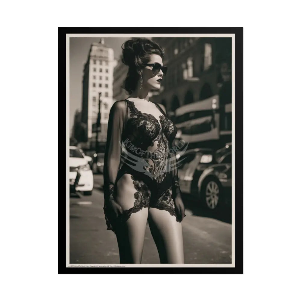 Vintage Sheer Street Fashion Giantess Girl Rolled Posters — Subtle Girl Wall Art 18″ x 24″ (Vertical) / Matte Poster