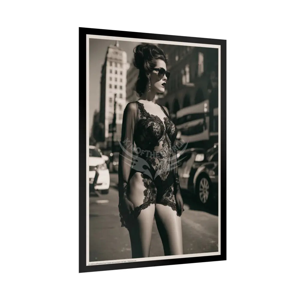 Vintage Sheer Street Fashion Giantess Girl Rolled Posters — Subtle Girl Wall Art Poster