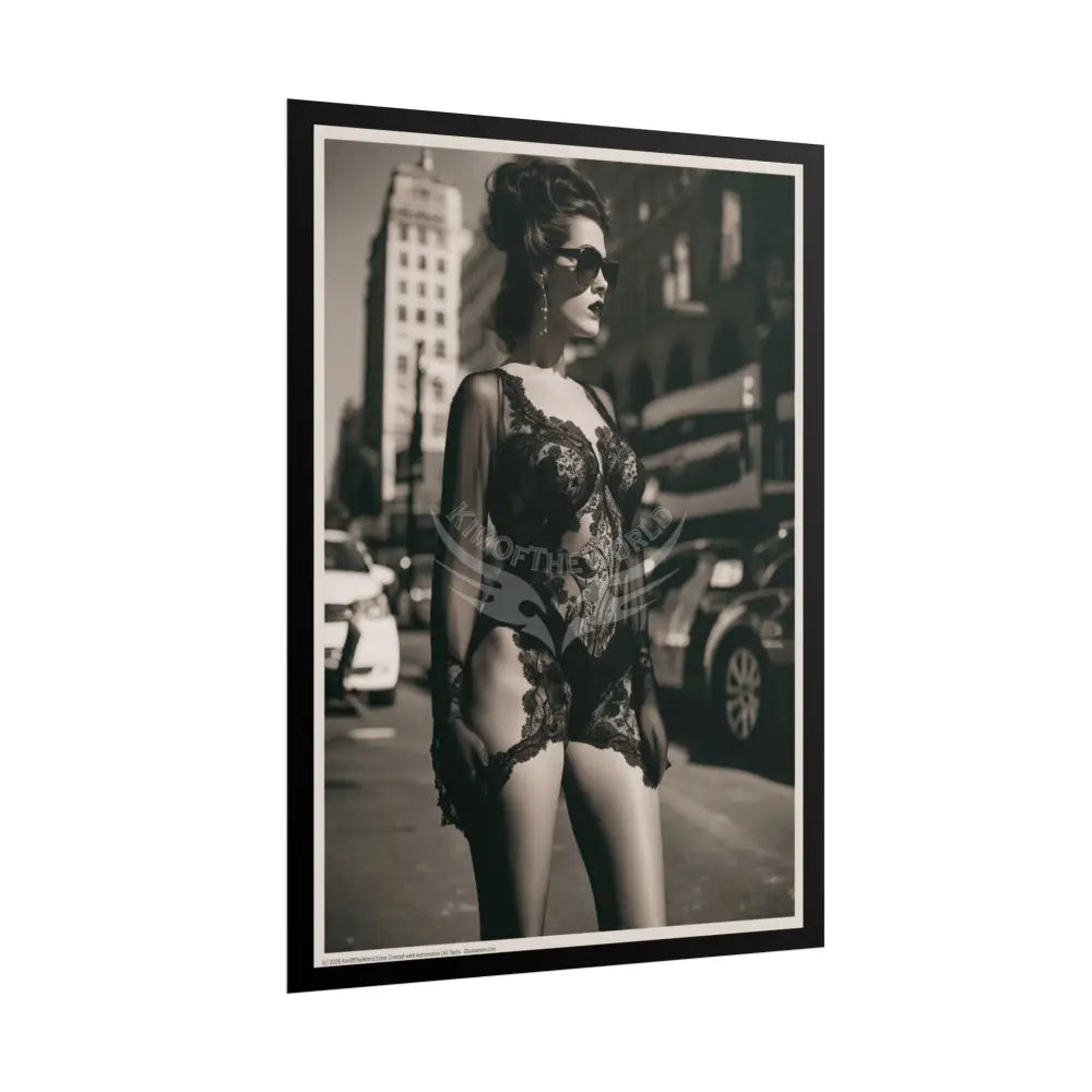 Vintage Sheer Street Fashion Giantess Girl Rolled Posters — Subtle Girl Wall Art Poster