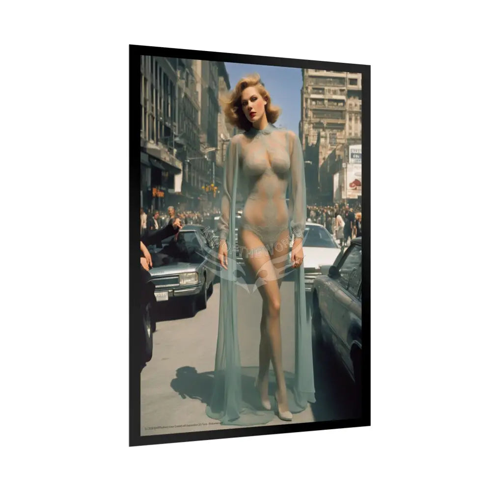 Vintage Sheer Street Fashion Giantess Girl Rolled Posters — Subtle Girl Wall Art Poster