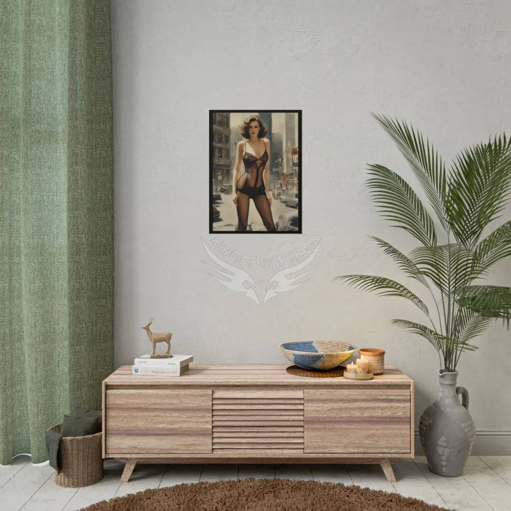 Vintage Sheer Street Fashion Giantess Girl Rolled Posters — Subtle Girl Wall Art Poster