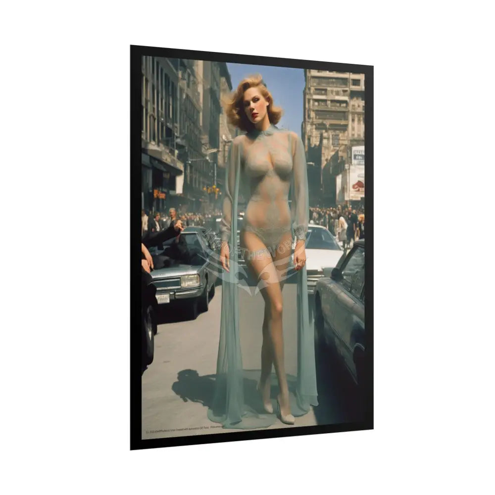 Vintage Sheer Street Fashion Giantess Girl Rolled Posters — Subtle Girl Wall Art Poster