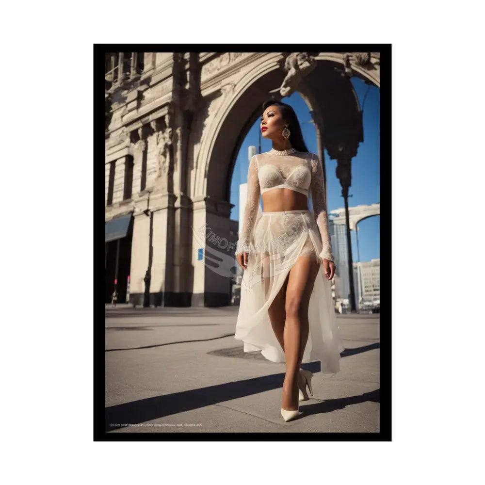 Vintage Sheer Street Fashion Girl Rolled Posters — Subtle Girl Wall Art 18″ x 24″ (Vertical) / Semi Glossy Poster