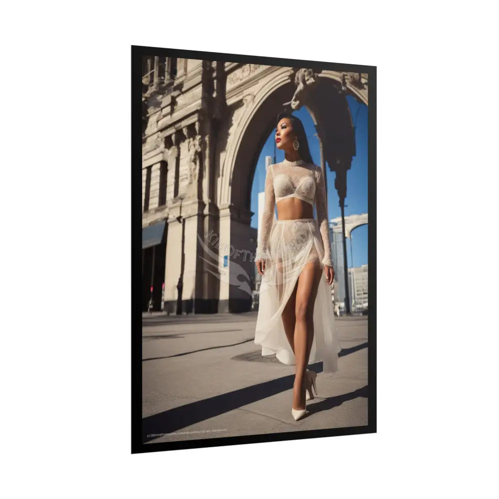 Vintage Sheer Street Fashion Girl Rolled Posters — Subtle Girl Wall Art Poster