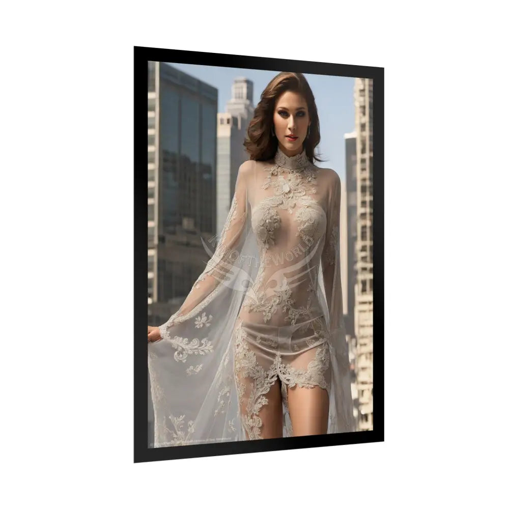 Vintage Sheer Street Fashion Girl Rolled Posters — Subtle Girl Wall Art Poster