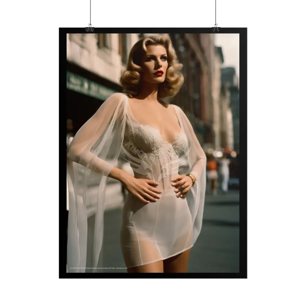 Vintage Sheer Street Fashion Girl Rolled Posters — Subtle Girl Wall Art Poster
