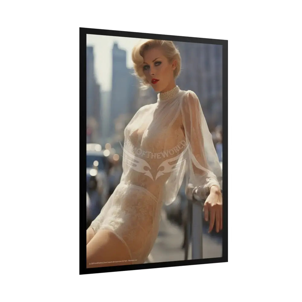 Vintage Sheer Street Fashion Girl Rolled Posters — Subtle Girl Wall Art Poster