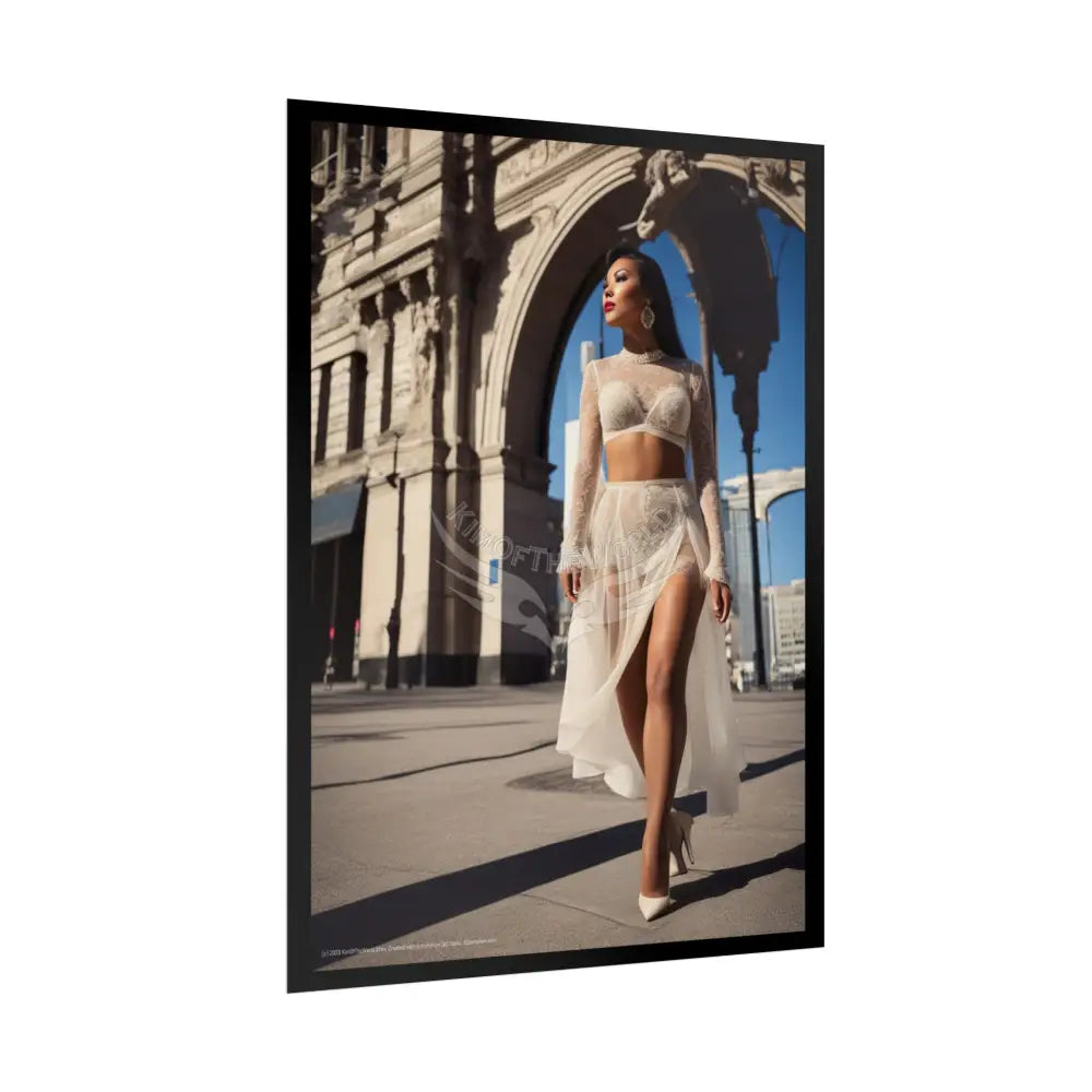Vintage Sheer Street Fashion Girl Rolled Posters — Subtle Girl Wall Art Poster