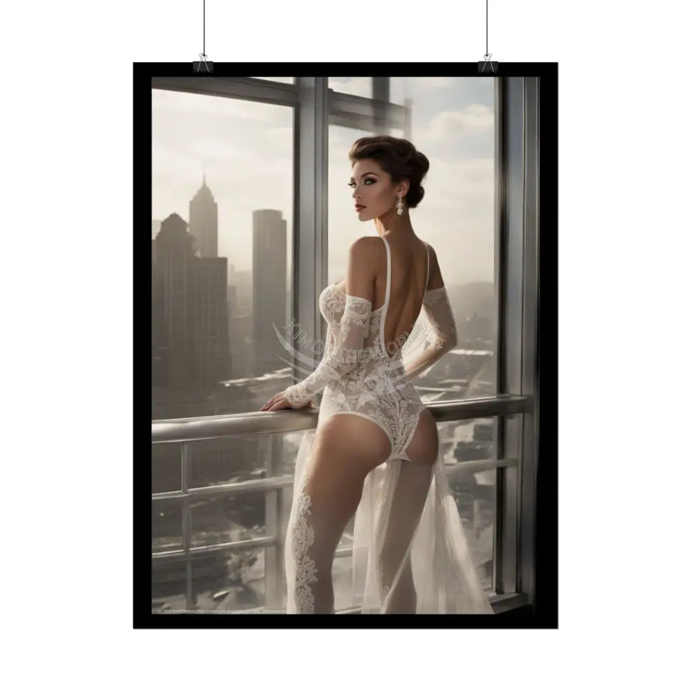 Vintage Sheer Street Fashion Girl Rolled Posters — Subtle Girl Wall Art Poster