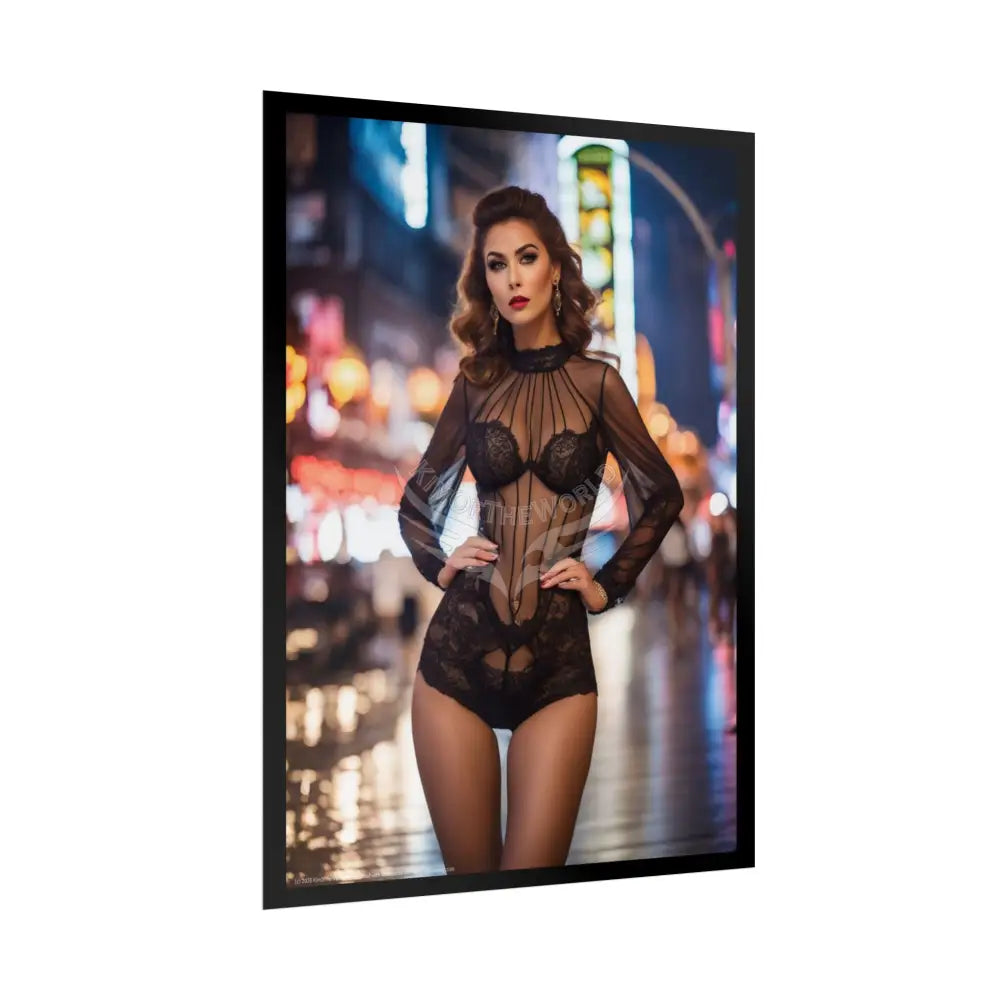 Vintage Sheer Street Fashion Girl Rolled Posters — Subtle Girl Wall Art Poster