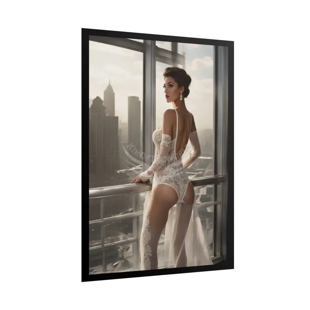 Vintage Sheer Street Fashion Girl Rolled Posters — Subtle Girl Wall Art Poster