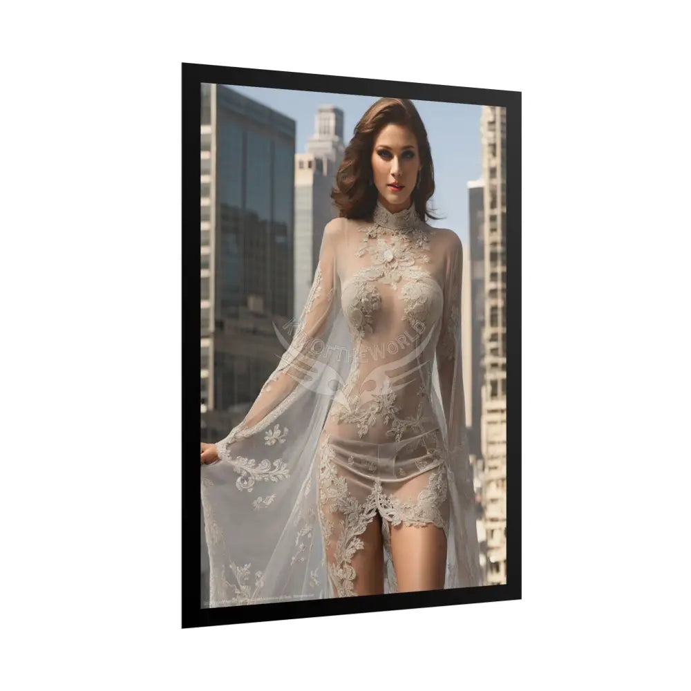 Vintage Sheer Street Fashion Girl Rolled Posters — Subtle Girl Wall Art Poster