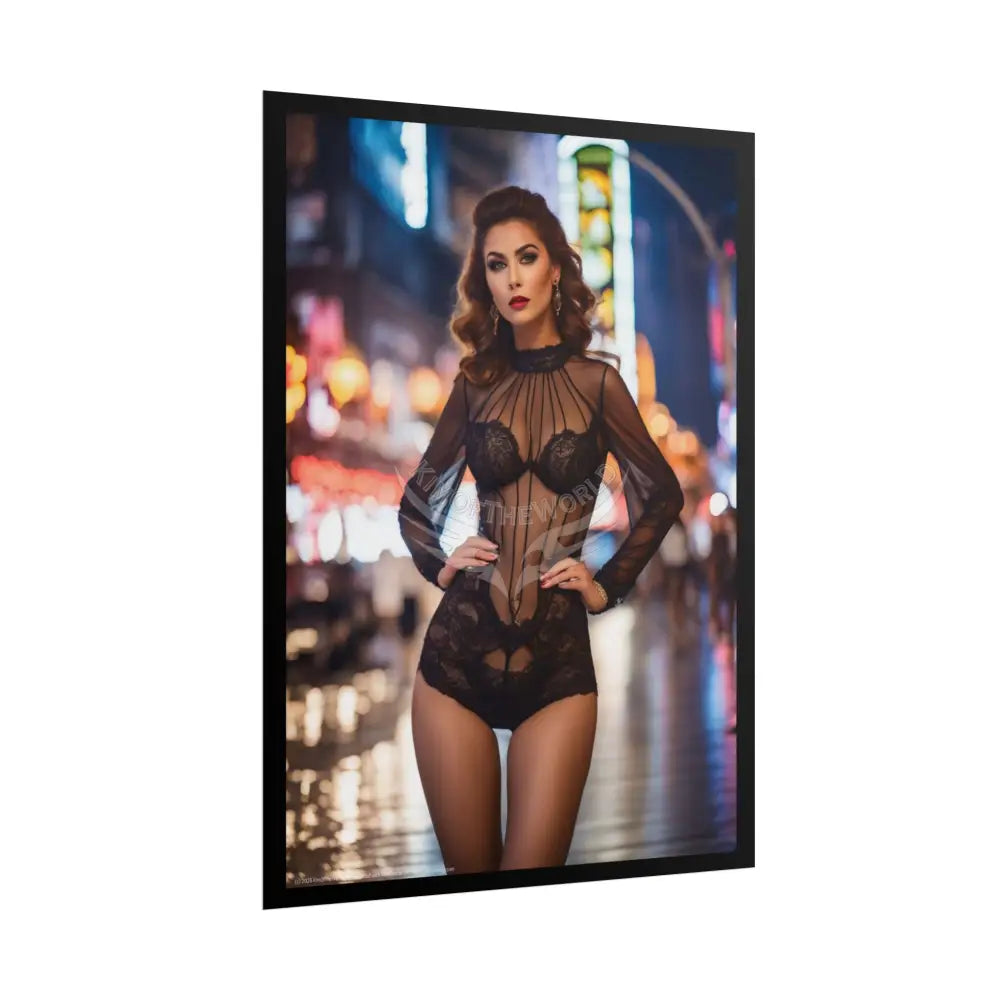 Vintage Sheer Street Fashion Girl Rolled Posters — Subtle Girl Wall Art Poster