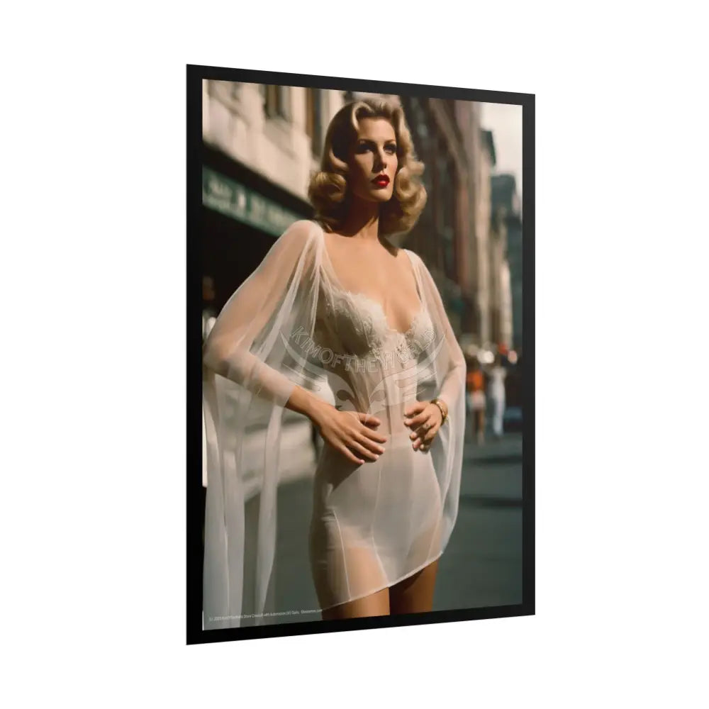 Vintage Sheer Street Fashion Girl Rolled Posters — Subtle Girl Wall Art Poster
