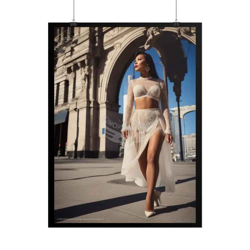 Vintage Sheer Street Fashion Girl Rolled Posters — Subtle Girl Wall Art Poster