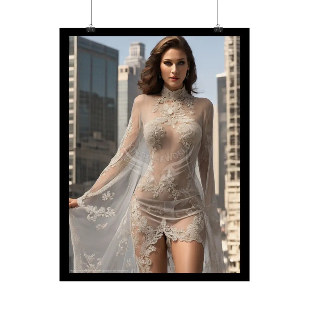 Vintage Sheer Street Fashion Girl Rolled Posters — Subtle Girl Wall Art Poster